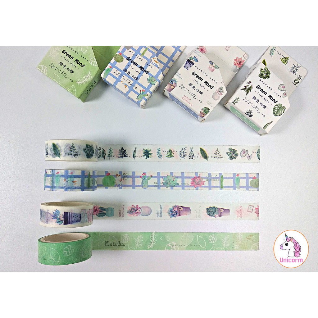 Băng dính trang trí - Washi Tape Gree mood