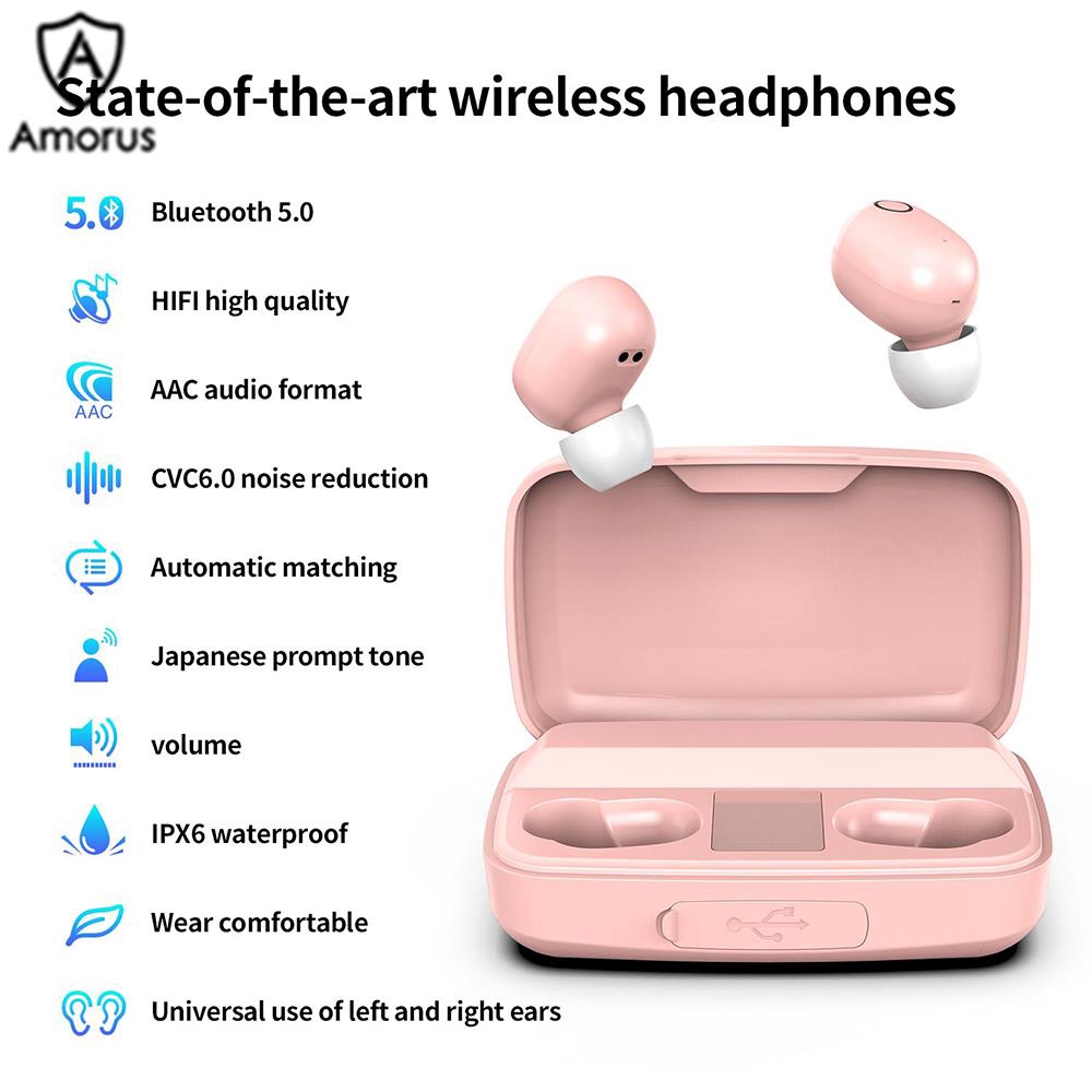 Tai nghe nhét tai Bluetooth 5.0 không dây Amorus A16 TWS chất lượng cao