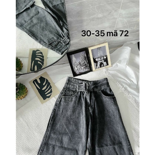 Quần Baggy Jean Nữ Lưng Cao Bigsize Tới 80kg ,Màu Đen. #72. Hàng VNXK. Huynhsen Shop