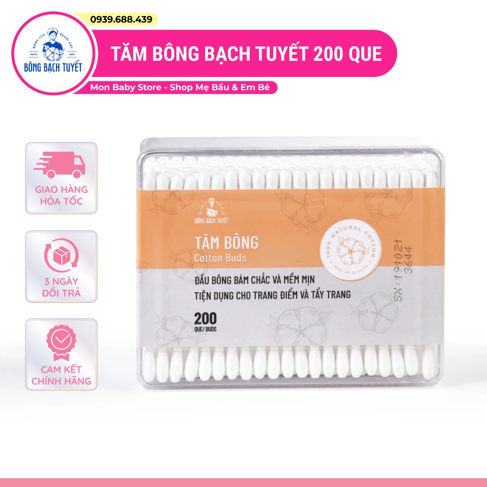 Tăm bông Bạch Tuyết Kotton Care vô trùng (40-200 que) cho người lớn