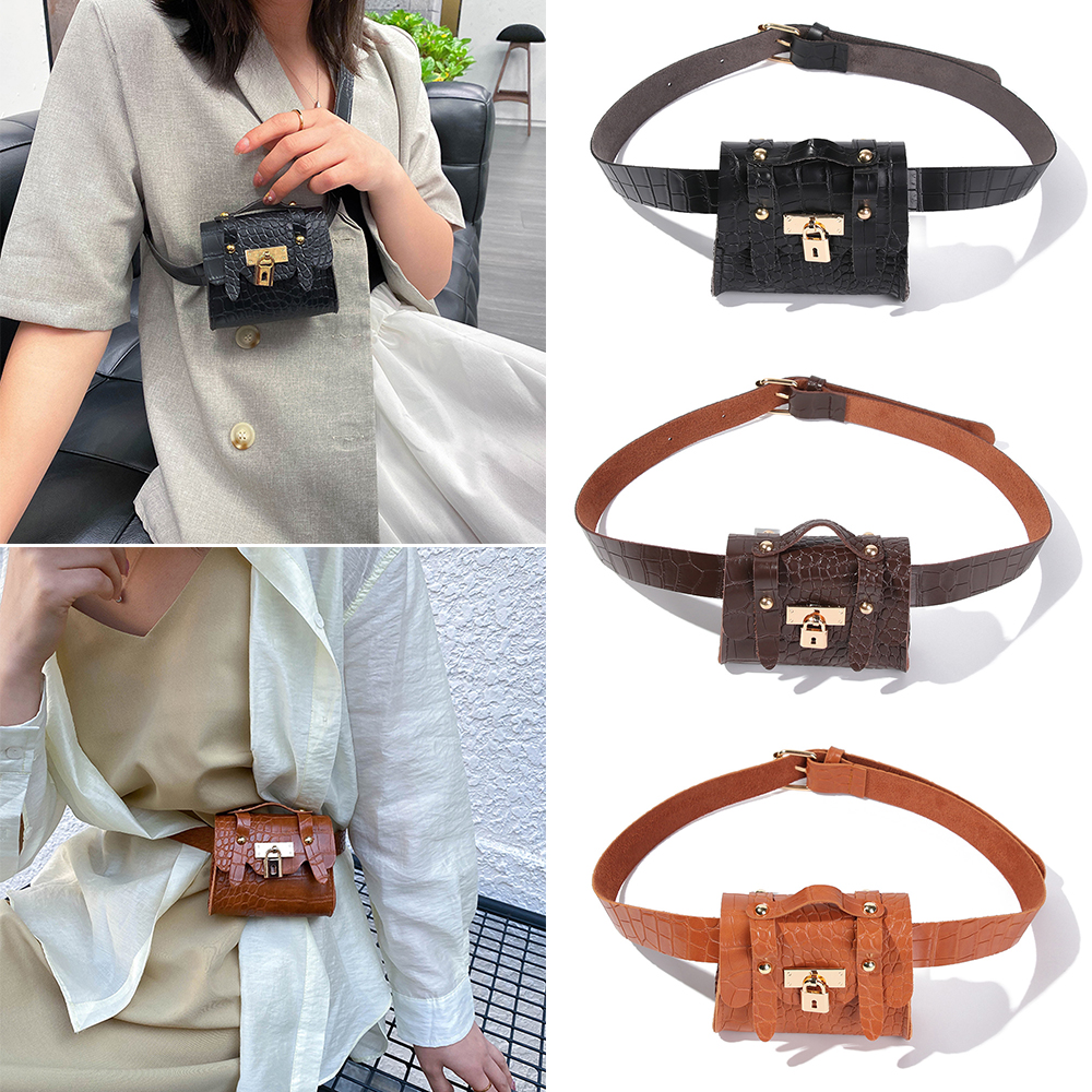 Túi Gắn Thắt Lưng Mini 2 Trong 1 Nhiều Màu Sắc Thiết Kế Xinh Xắn Dành Cho Nữ