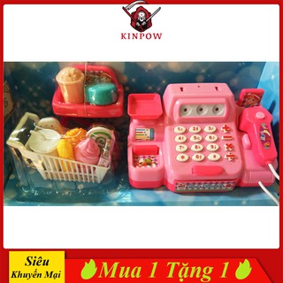 Đồ Chơi Máy Tính Tiền Siêu Thị KINPOW Màu Hồng Có Phụ Kiện Đa Dạng Cho Bé Chơi Đồ Hàng