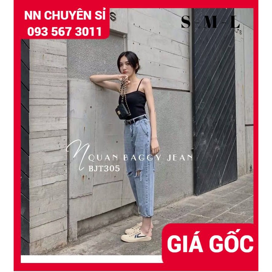 QUẦN BAGGY JEAN RÁCH BJT305 ⚡ẢNH THẬT⚡ QUẦN BAGGY 9 TẤC ⚡ QUẦN JEAN NỮ