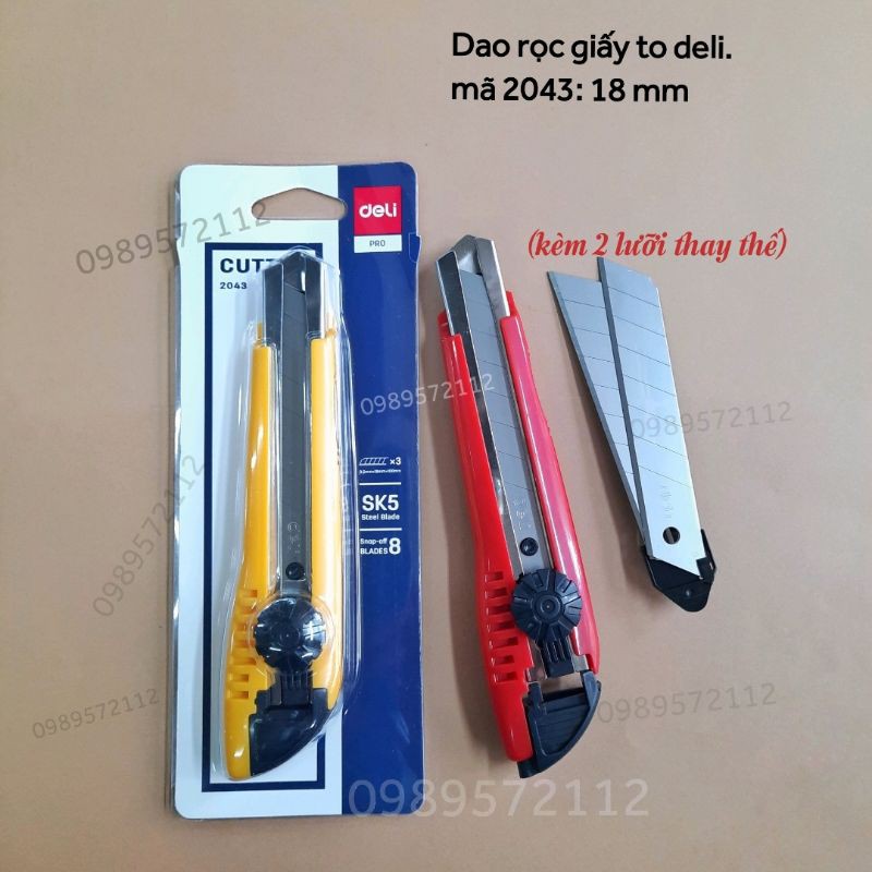 Dao rọc giấy deli 2043-Dao trổ to deli 18mm.