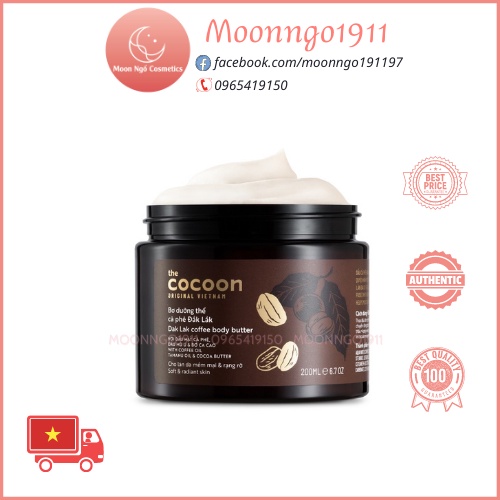 Bơ Dưỡng Thể Cà Phê Đắk Lắk Cocoon BƠ 200ml