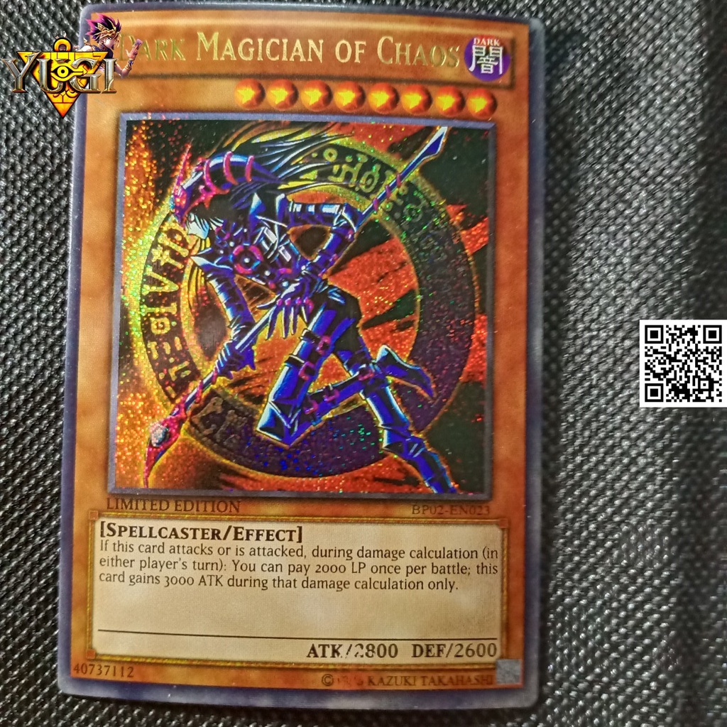 Bài Yugioh lá Dark Magician of Chaos Phù thủ độc cô cầu bại hiệu ứng nền cát ánh xạ ai cập Secret Rare TẶNG Top Loader