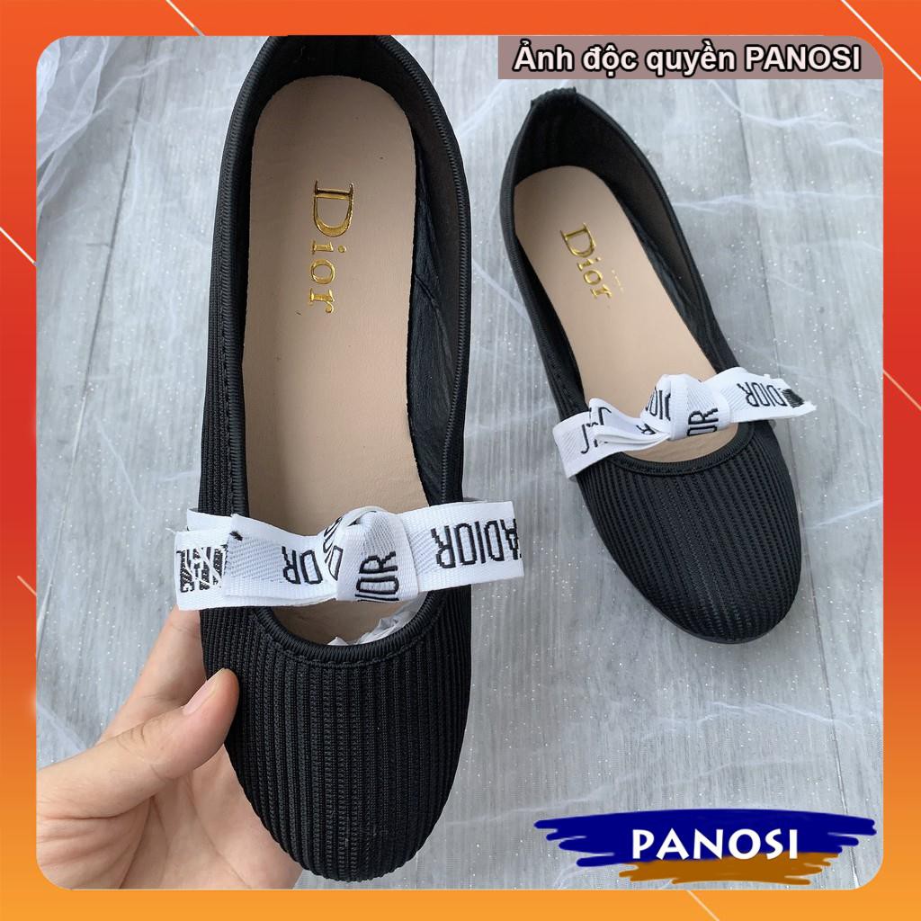 Giày nữ đế bệt búp bê gắn nơ trắng vải co giãn êm chân bền đẹp giá rẻ | BigBuy360 - bigbuy360.vn