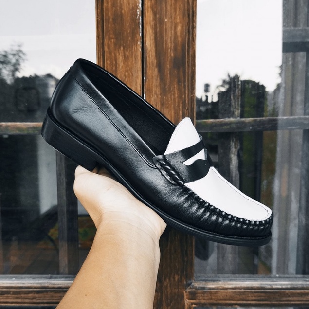 Giày Lười Da Bò Thật Nguyên Tấm, Penny Loafer Nam Đế Gỗ Cao Cấp LF-01