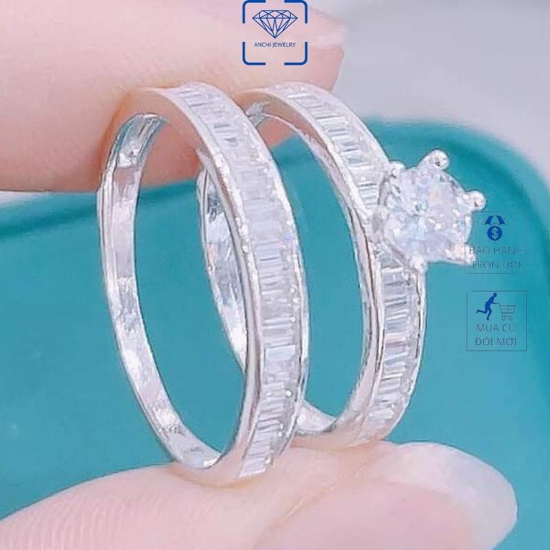 Nhẫn cặp đôi nam nữ đá cao chuẩn bạc ta - lưu giữ những kỷ niệm ngọt ngào - Anchi jewelry
