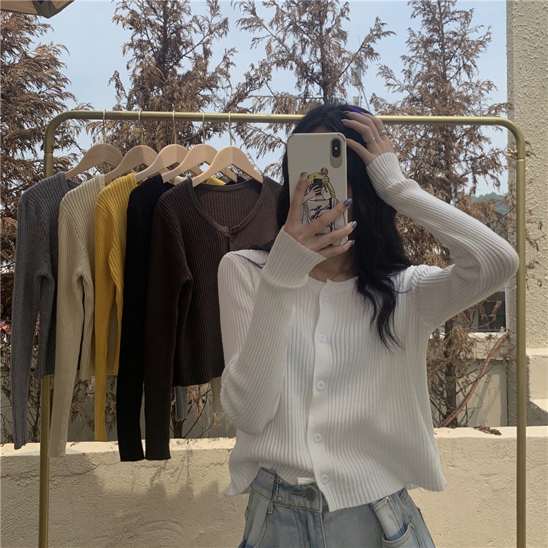 Áo Cardigan Len đan Nữ Tay dài Áo Len Tăm Sọc Dọc Nữ Mùa Đông Dài tay Thời trang | BigBuy360 - bigbuy360.vn