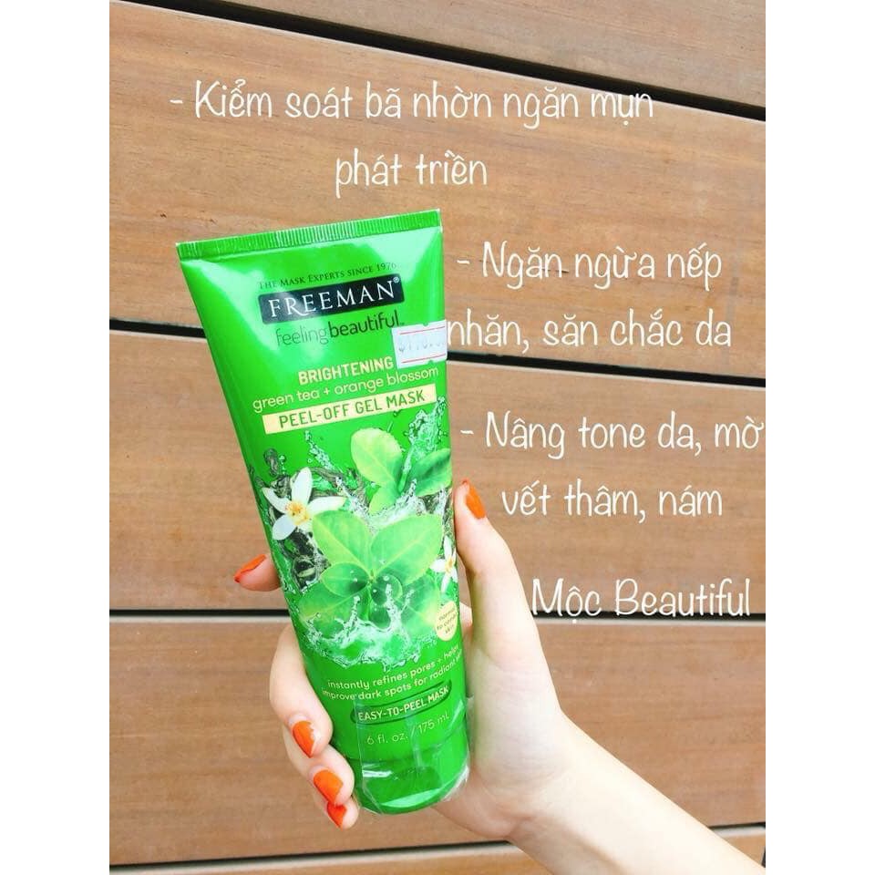 MẶT NẠ FREEMAN TRÀ XANH + HOA BƯỞI Brightening Green Tea + Orange Blossom Peel – Off Gel Mask