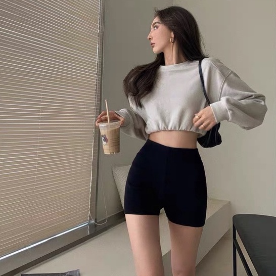 Quần legging đùi ngắn nữ chất vải dày dặn cạp cao, co giãn 4 chiều thoáng mát không xù lông Okella