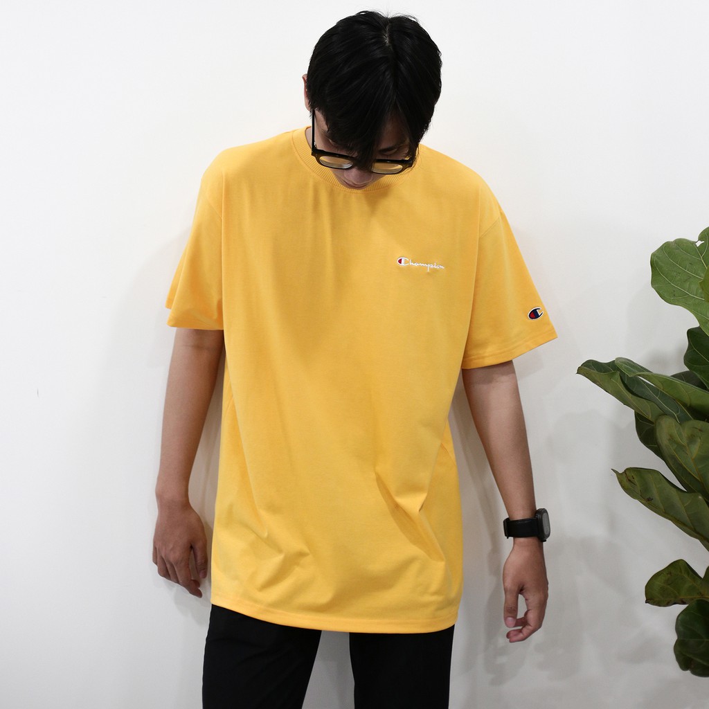 Áo Thun Champion Màu Vàng Chất Liệu Cotton Thoáng Mát