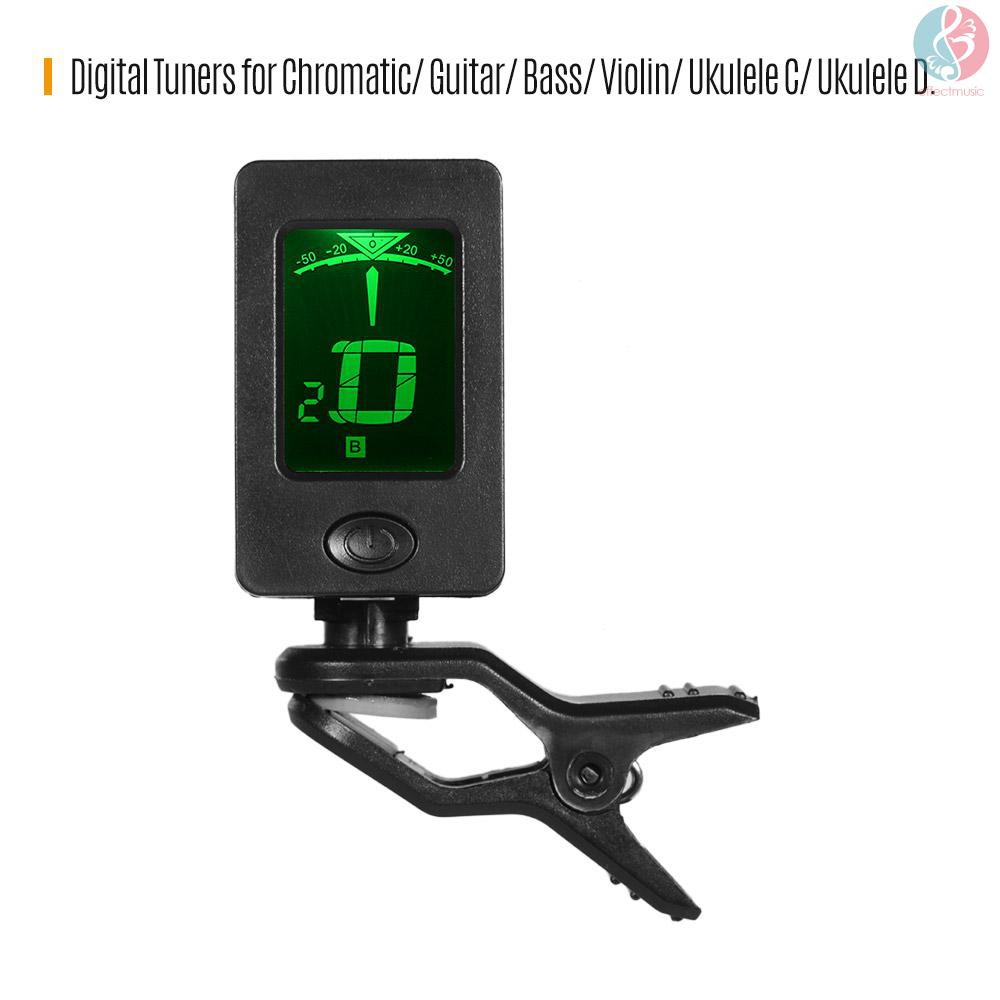 E&M Mini Clip-On Tuner LCD Display Multifunctional Digital Tuners for Chromatic/ Guitar/ Bass/ Violin/ Ukulele