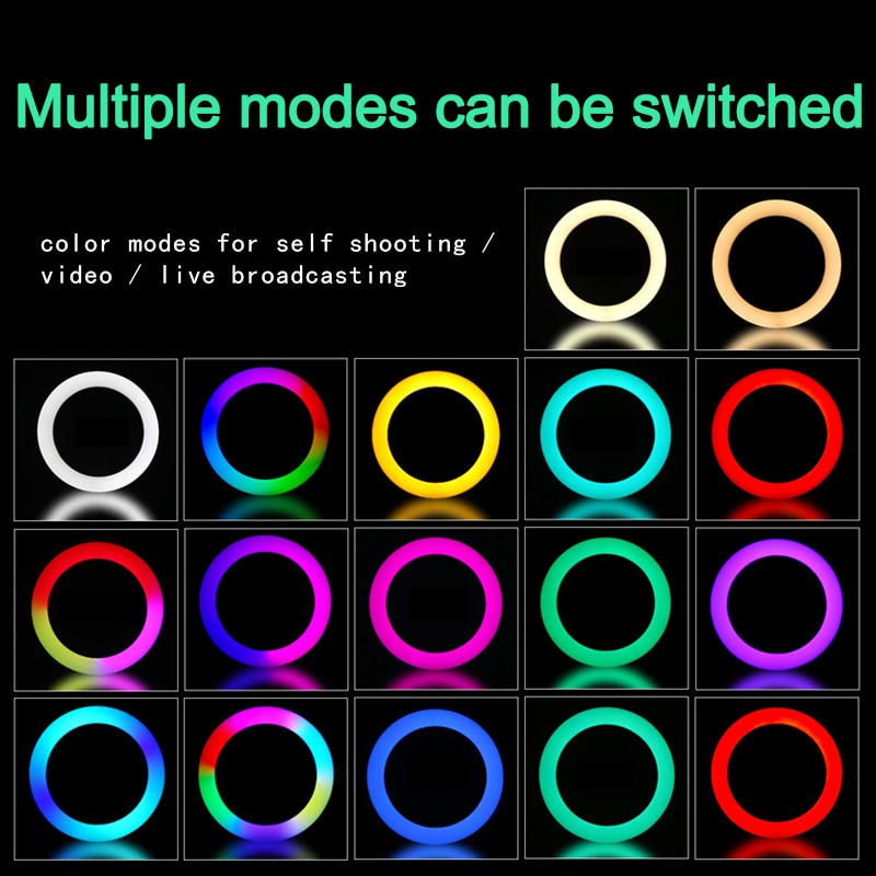 Vòng Đèn Led Rgb Mini Sạc Usb Có Gương Trang Điểm Cho Điện Thoại Di Động