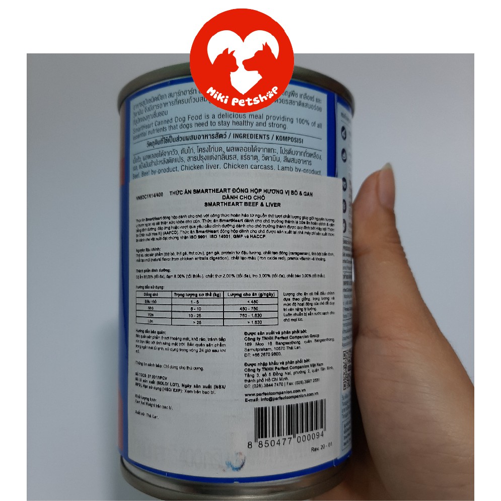 Pate Cho Chó Pate Smartheart Lon 400g - Miki Petshop