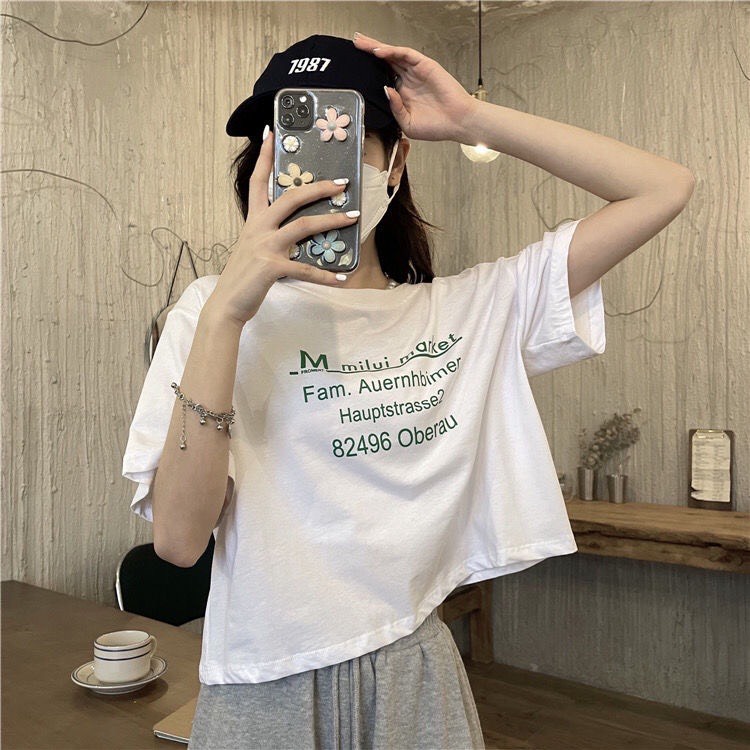 Áo thun nữ Croptop in chữ GOODCITIZEN, form rộng, vải cotton dày dặn co giãn 4 chiều, thấm hút mồ hôi siêu mát