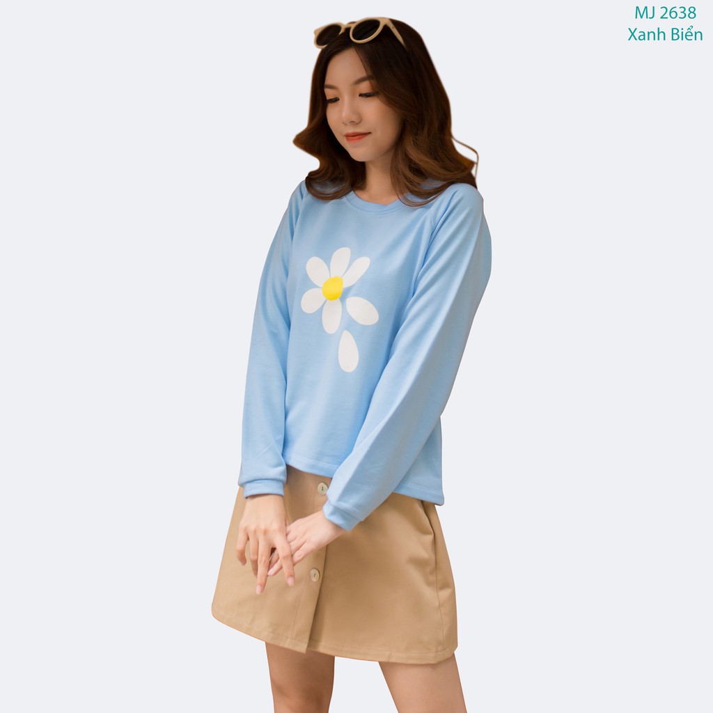 Áo Sweater nữ Dài Tay In Hoa Cúc 42-56 kg BISIC 4 màu MEEJENA - 2638