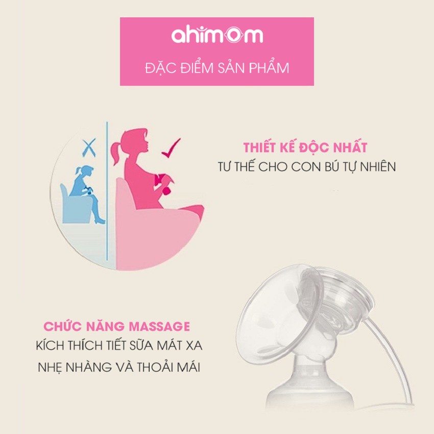 [12 tháng 1 đổi 1] Máy hút sữa điện đôi Ahimom - máy vắt sữa có chế độ massage kích sữa