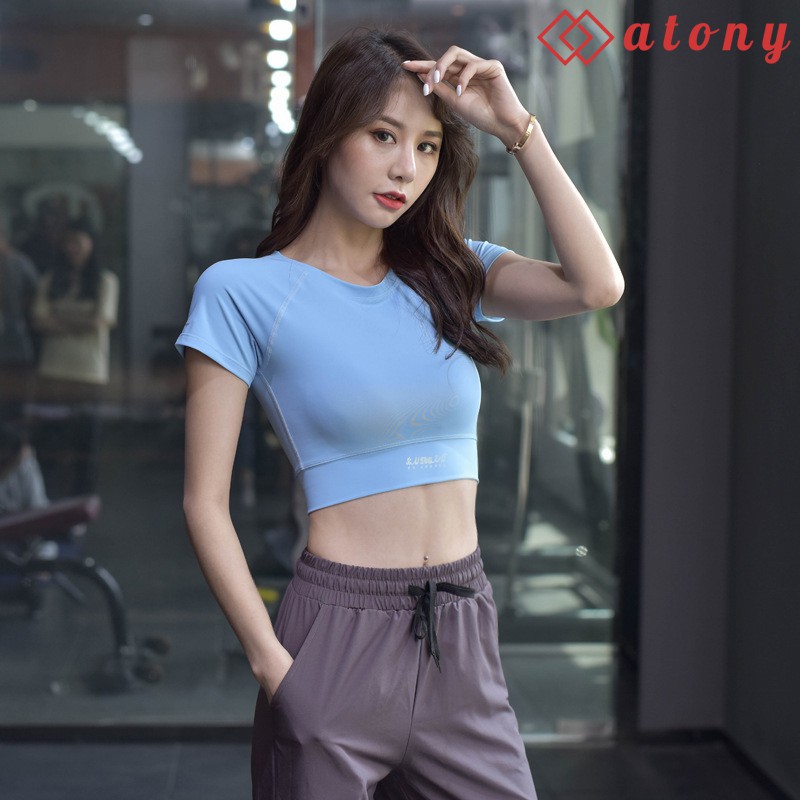 Áo Croptop Tập Gym, Yoga, Zumba Nữ ATONY Cao Cấp, Thời Trang, Co Giãn 4 Chiều, Thoáng Mát