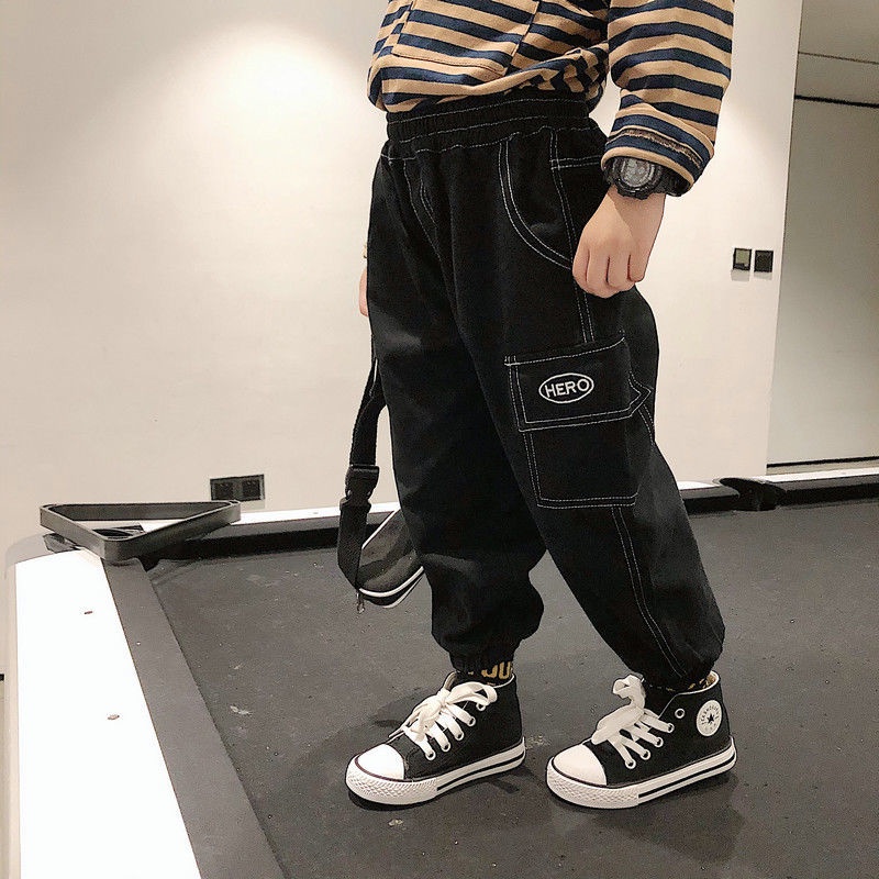 Quần Dài Bé Trai Có Túi Lớn Chất Liệu Cotton Mềm Mại Phong Cách Hàn Quốc Từ 17KG-52KG