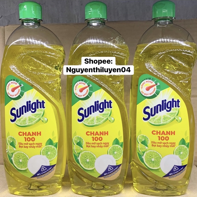 Nước rửa chén Sunlight Chanh mới sạch nhanh xả bọt nhanh chai 750g