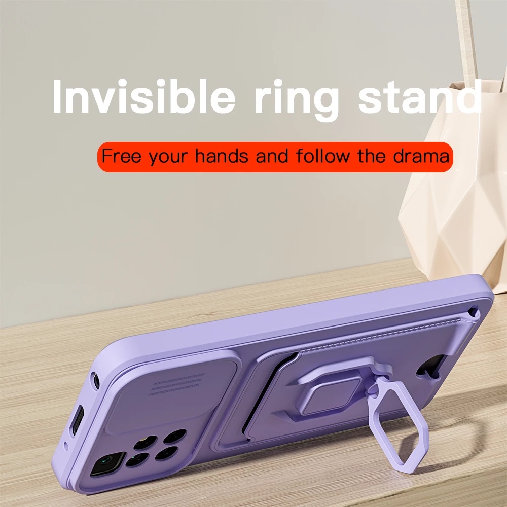 Ốp Điện Thoại Mềm Có Ngăn Trượt Đựng Thẻ Và Dây Đeo Cho Xiaomi Redmi 10 4G 9T 9C 10A / Redmi Note 9S 9 8 Pro