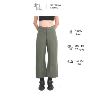 Quần dài linen ống suông hoạ tiết thêu tay ống rộng TimTay thời trang nữ cao cấp - Cửa Hàng Chính Hãng