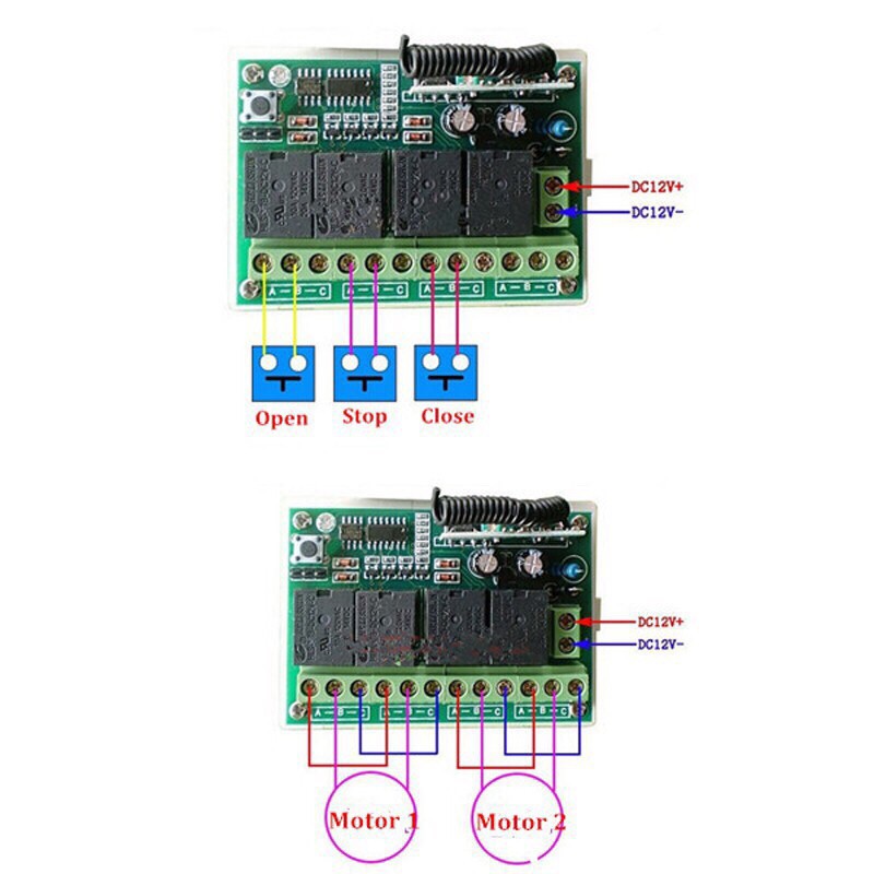 BỘ CÔNG TẮC ĐIỀU KHIỂN TỪ XA 4 KÊNH 433mhz 12v 10A
