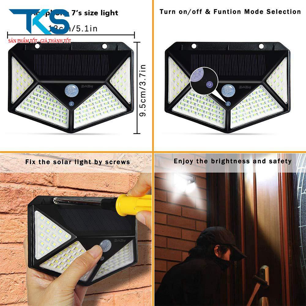 Đèn năng lượng mặt trời Solar 100LED siêu sáng tự động tắt mở tiết kiệm điện cho nhà bạn