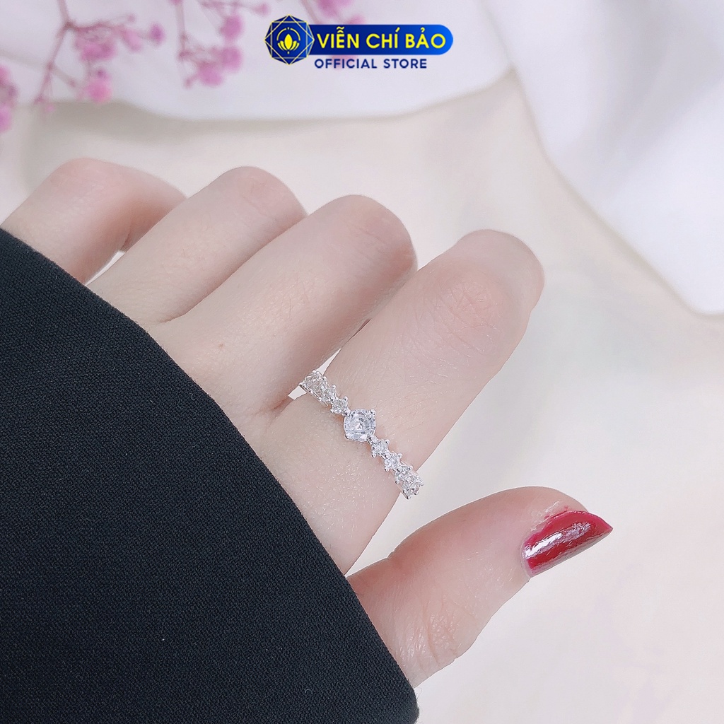 Nhẫn bạc nữ viền đính đá chất liệu bạc S925 thời trang phụ kiện trang sức nữ thương hiệu Viễn Chí Bảo N400345
