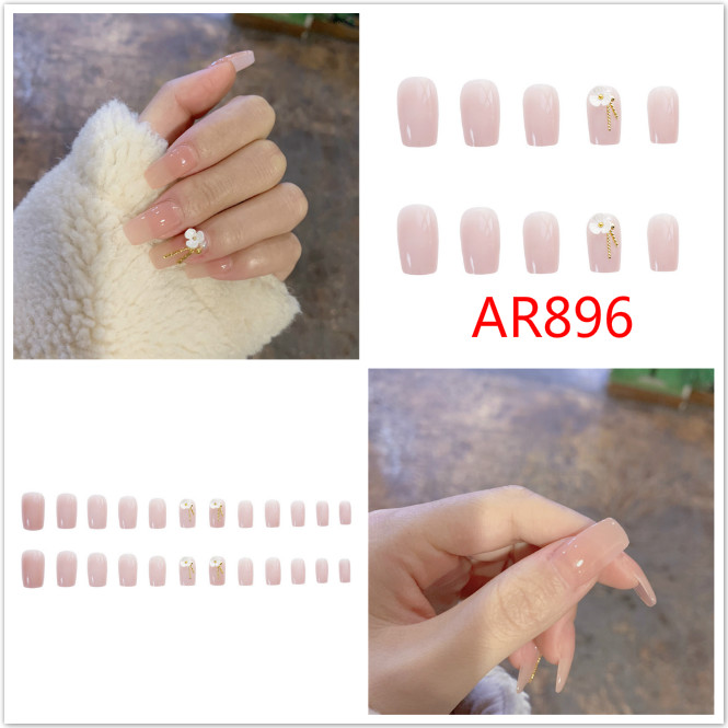 Set 24 Móng Tay Giả Chống Nước Kèm Keo Dán Phong Cách Thanh Lịch
