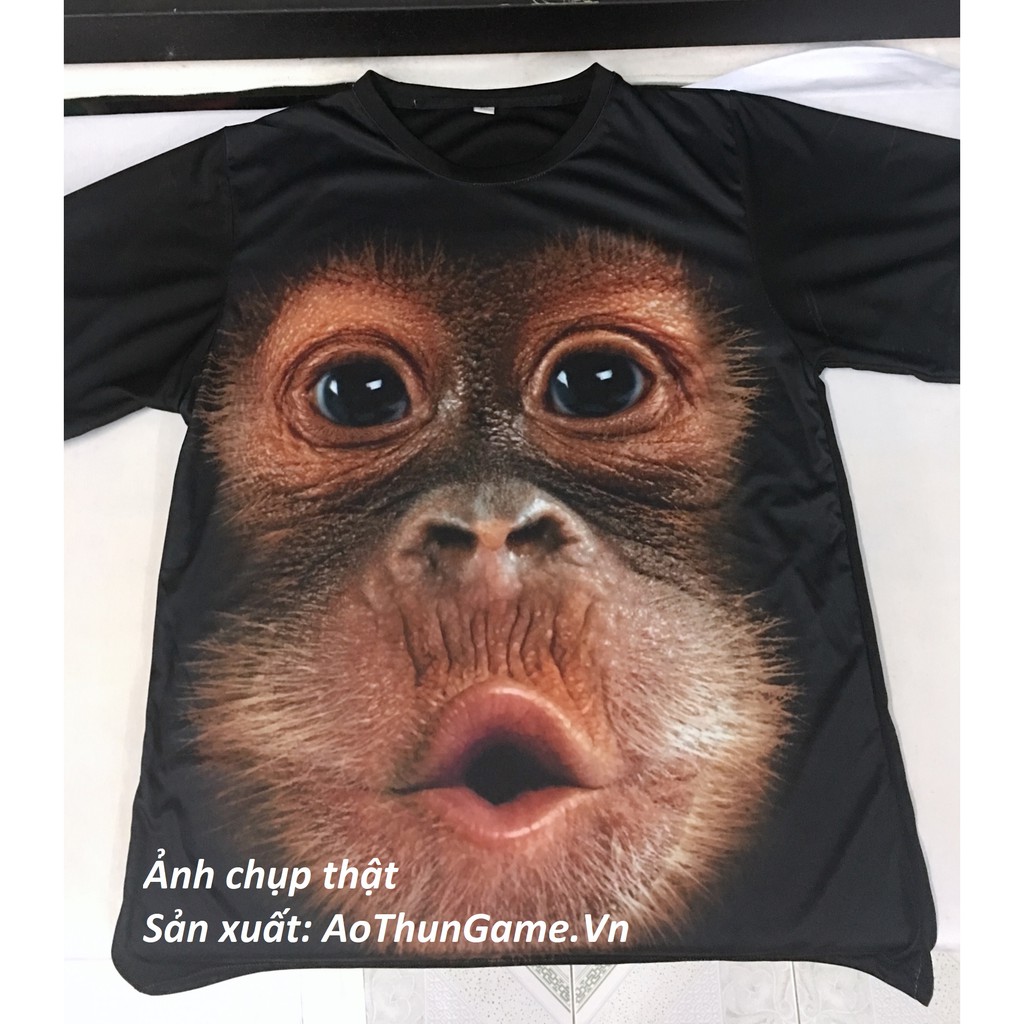 Áo 3D Khỉ vui nhộn, Áo thun Khỉ 3D Đen Funny vui lắm nè - fun monkey t-shirt