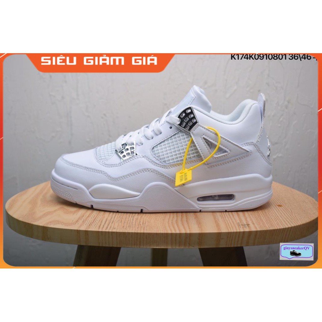 (FREESHIP+HỘP) Video Giày thể thao AIR JORDAN 4 Retro Pure money full trắng siêu đẹp cho nam và nữ siêu đẹp