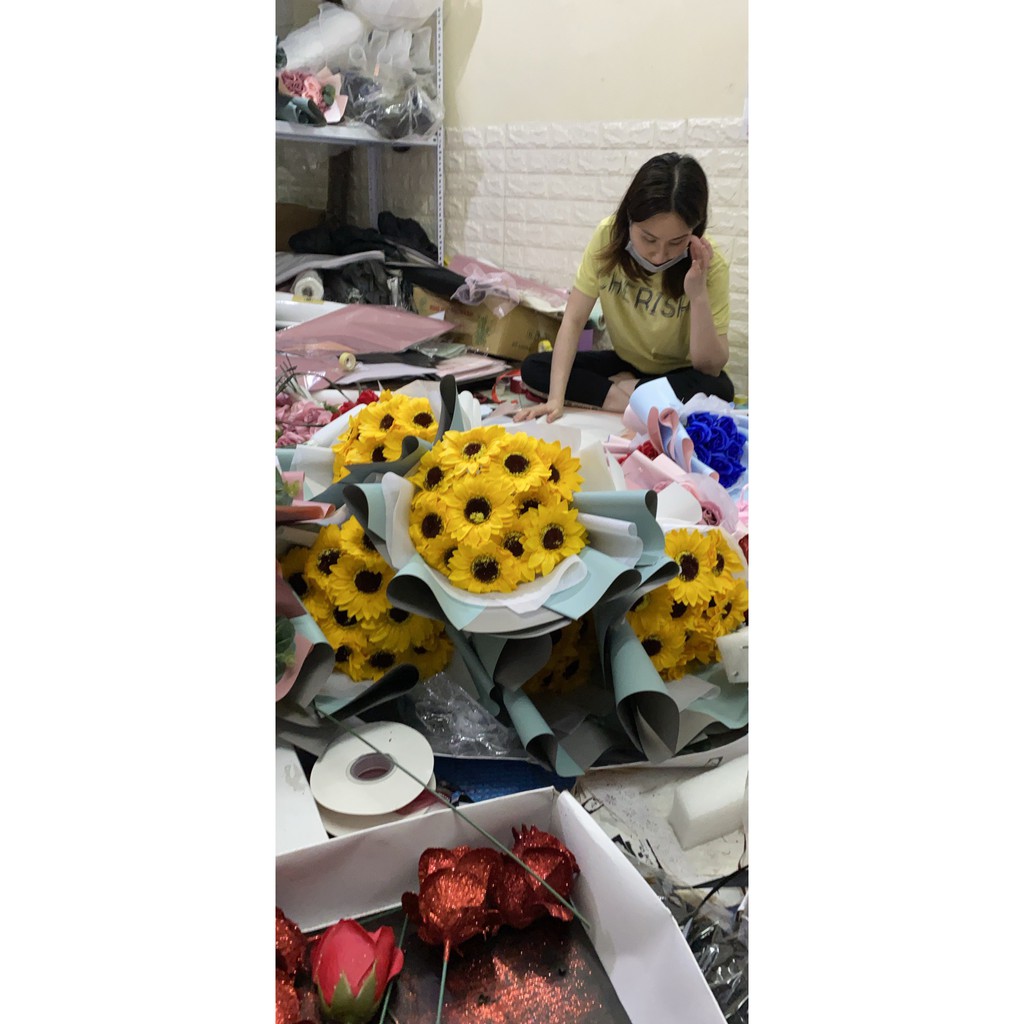 Sỉ hộp 50 bông hoa sáp HƯỚNG DƯƠNG - hoa loại 1