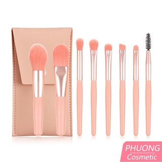 Bộ Cọ Trang điểm 8 Cây Mini Kèm Túi Da