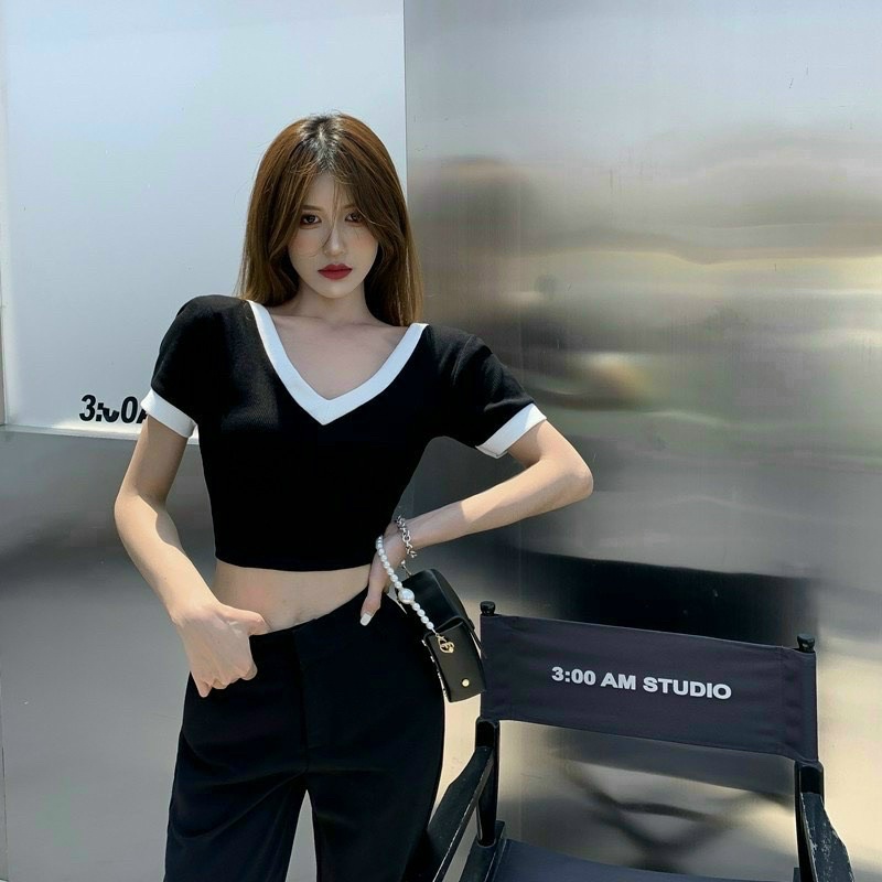 Áo thun cổ tim viền đen SL alohashop91