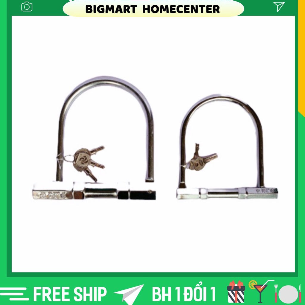 Khoá chữ U chống trộm Inox loại nhỏ, to