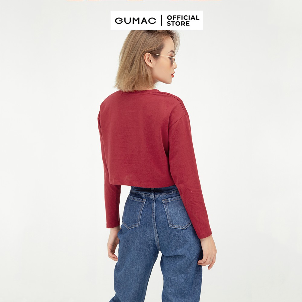Áo croptop nữ GUMAC thêu chữ nổi bật, nhiều màu cá tính ATB565