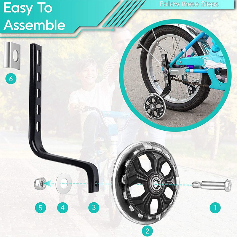 Bánh Xe Đạp Trẻ Em Ổn Định 12 14 16 18 20 Inch Màu Đen Có Giá Đỡ Ổn Định