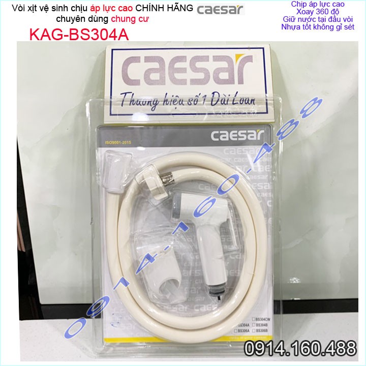 Vòi xịt vệ sinh Caesar KAG-BS304A giữ nước xoay 360 độ và vòi rửa chiu áp lực mạnh chung cư nhà cao tầng siêu bền sử dụn