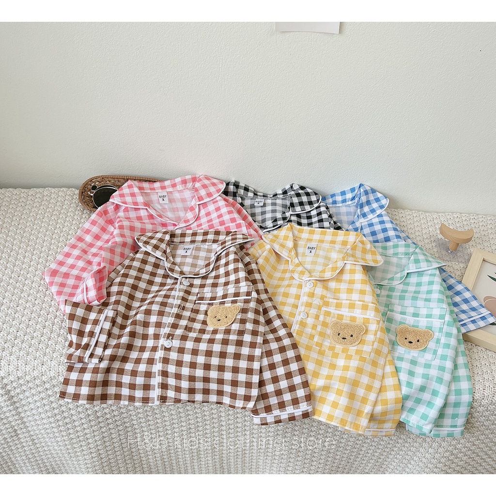 (8-18KG) Đồ Ngủ pijama Cho Bé Trai Bé Gái 1 Tuổi - 5 Tuổi, Pizama Cho Bé Vải Thô Đũi Thoáng Mát