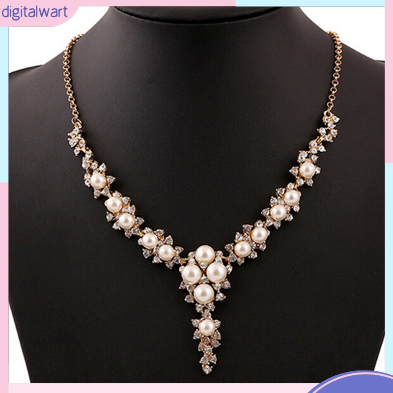 Dây chuyền đính đá và hạt ngọc trai nhân tạo thời trang sang trọng dành cho nữ