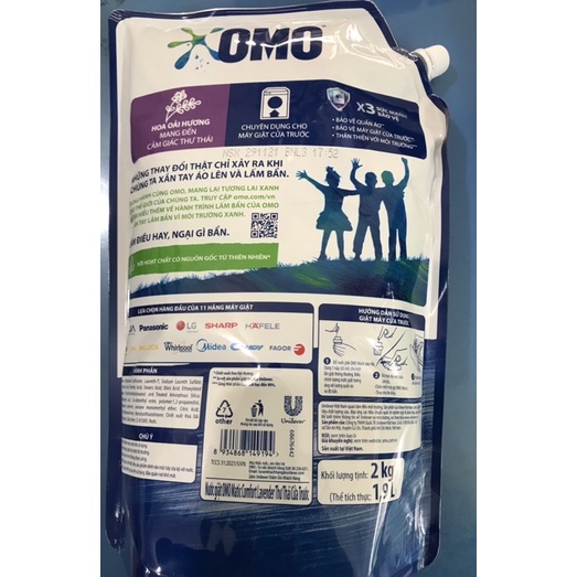 OMO Matic Nước Giặt Cửa Trước 2kg Thơm Thư Thái.