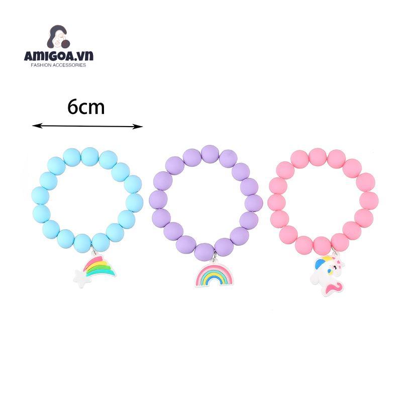 Vòng Tay Chuỗi Hạt Bằng Cao Su pvc Cao Su Mềm Mại Hình Kỳ Lân Cầu Vồng Dễ Thương Dành Cho Trẻ Em