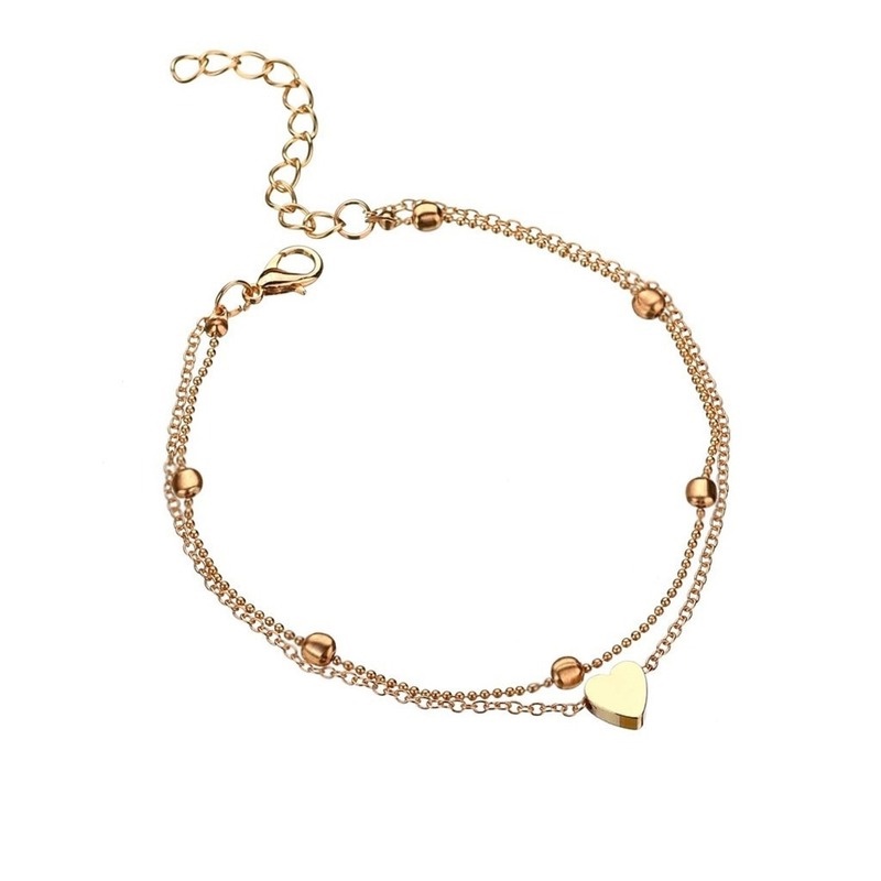 Lắc Chân Hai Lớp Mặt Hình Trái Tim Phong Cách Vintage Thời Trang Cho Nữ