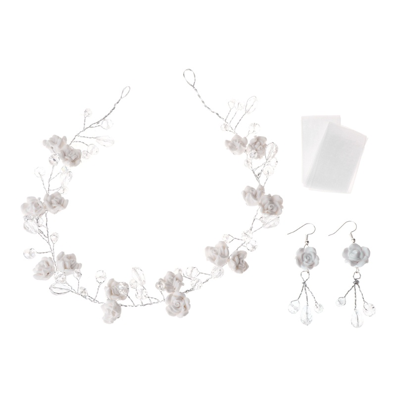 Flgo Phụ Kiện Cài Tóc Hoa Tai Pha Lê Handmade Cho Cô Dâu Trong Ngày Cưới