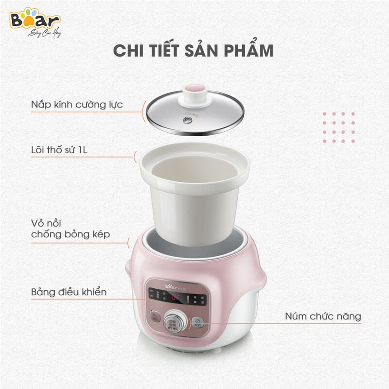 Nồi nấu chậm Bear 1l DDGD10B1S