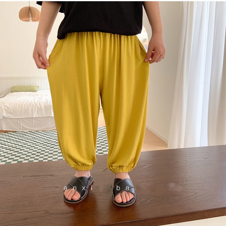 [Babycat] Hàng Có Sẵn Quần Dài Vải Lụa Lạnh Cotton Lạnh Mỏng Phong Cách Nhật Bản Hàn Quốc Chống Muỗi Thời Trang Mùa Hè Dành Cho Bé Trai Bé Gái