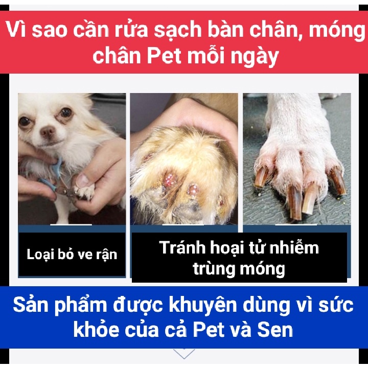 Bọt rửa chân cho chó mèo DorriKey 150ml - Dụng cụ làm sạch bàn chân cho thú cưng